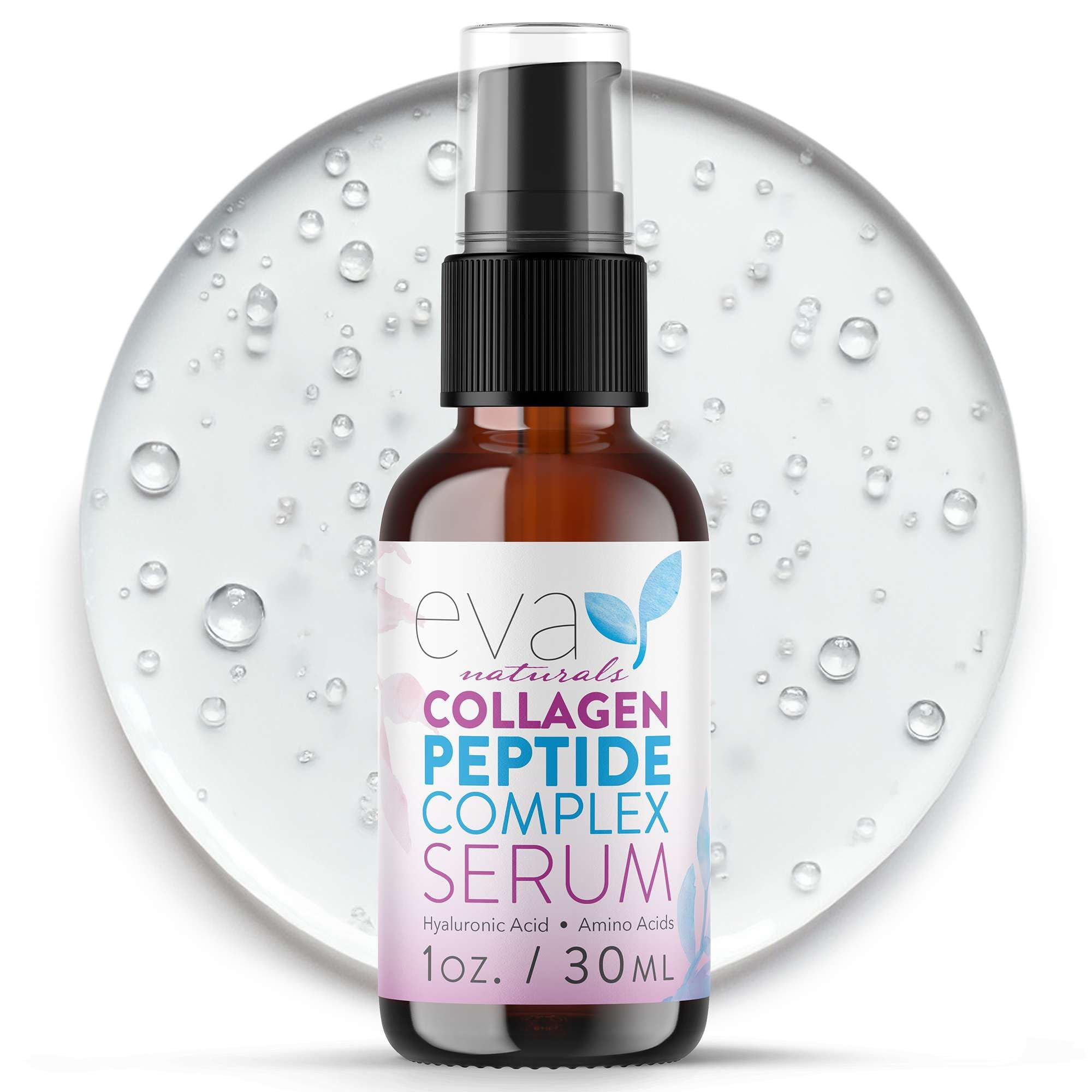 Eva Naturals Multi Peptide Face Serum – Anti Aging Collagen Peptides for Plump & Firm Skin Elasticity, Wrinkle & Fine Line Renewal, Fragrance Free Firming Facial Skincare - 2 oz 2 Pack